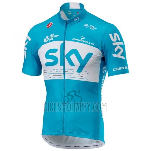Sky Cycling Jersey Bib Short 2018 Short Sleeve Blue White